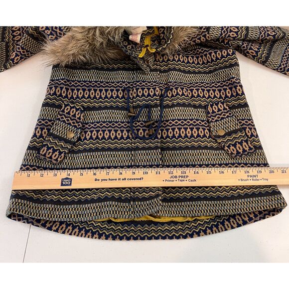 Mossimo Supply Co. Geometric Aztec Print Jacket Faux Fur Hood Women's M - Picture 10 of 11